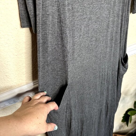 J Mode USA Women Medium Gray Shirt Dress Long Sleeve W/ Pockets 3/4 Sleeve SOFT - Picture 2 of 8